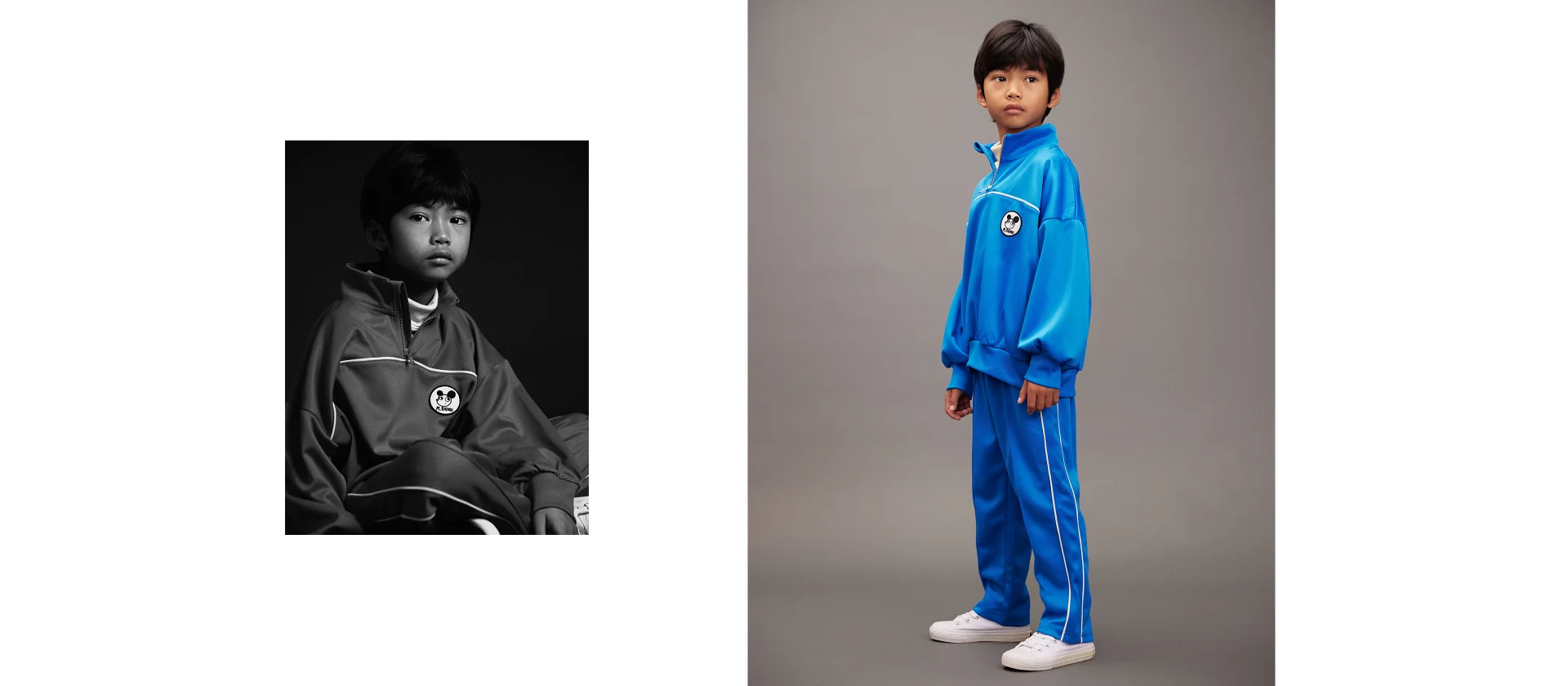 Boy wearing Ritzratz wct set in blue from Mini Rodini