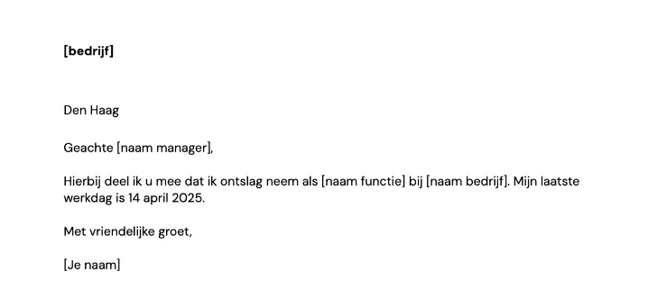 Negatieve ontslagbrief - voorbeeld