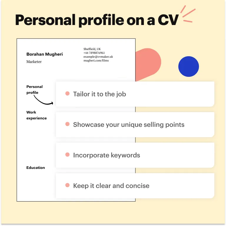 Personal profile CV tips for a marketing CV