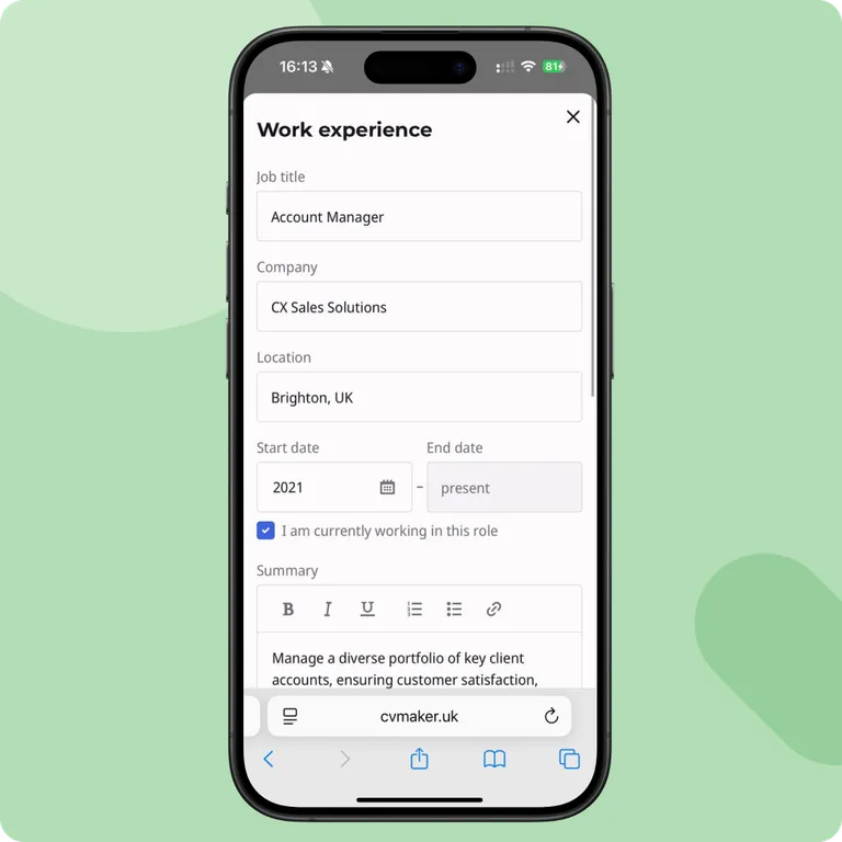 how to create a CV on phone
