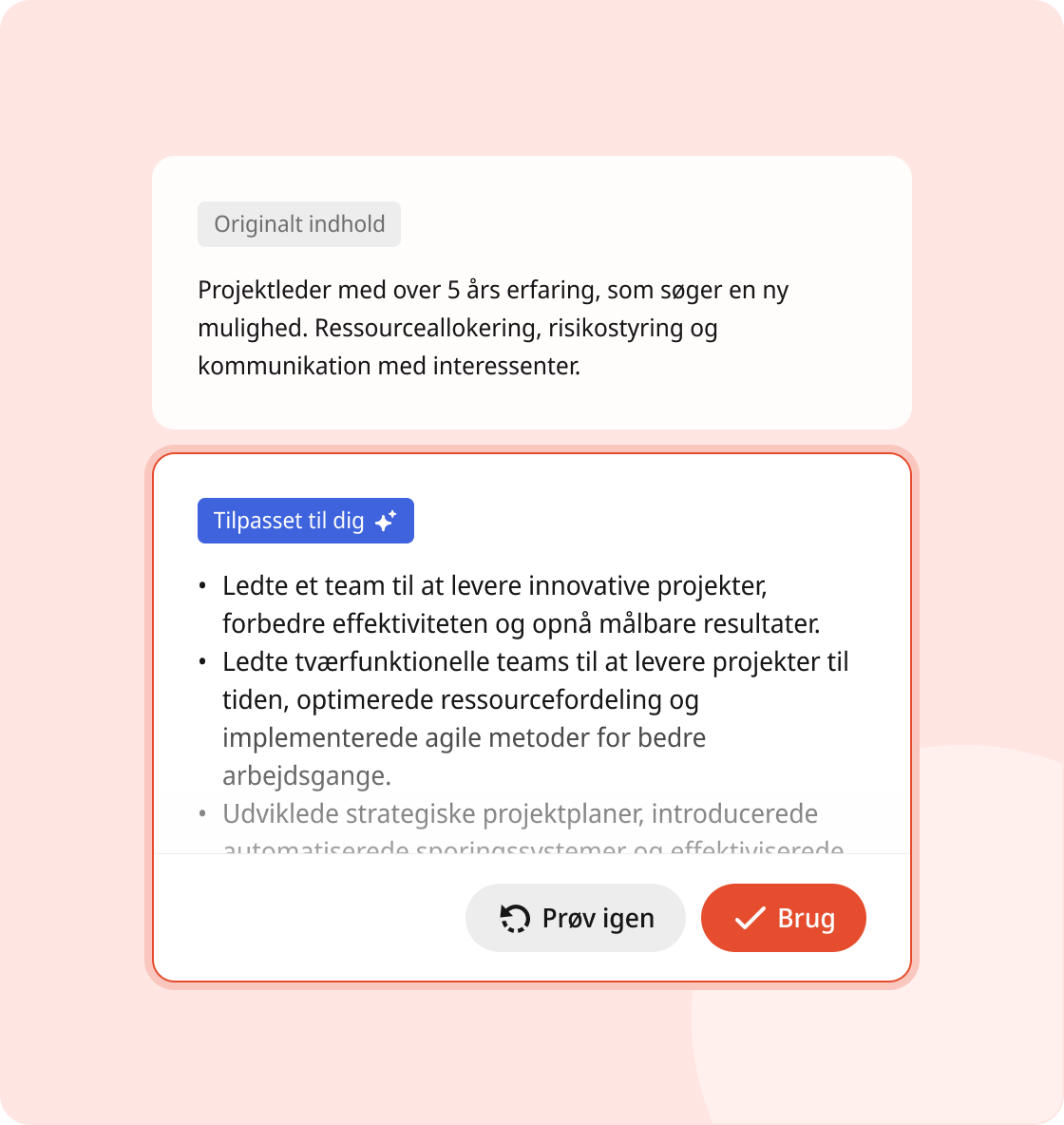 Forbedringer af AI-CV-byggeren