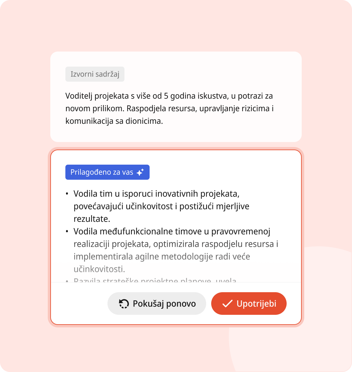 AI osobni profil za životopisu