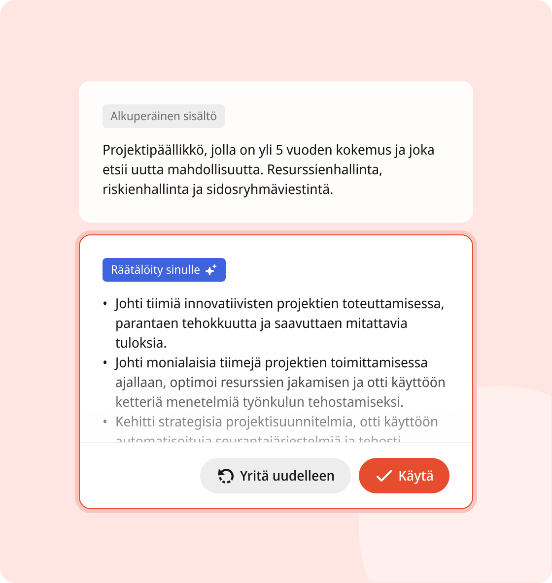 Luo ammattimainen CV:si tekoälyn avulla