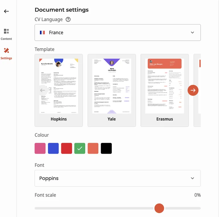 translate cv in french