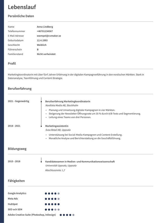 Tyskt CV-exempel