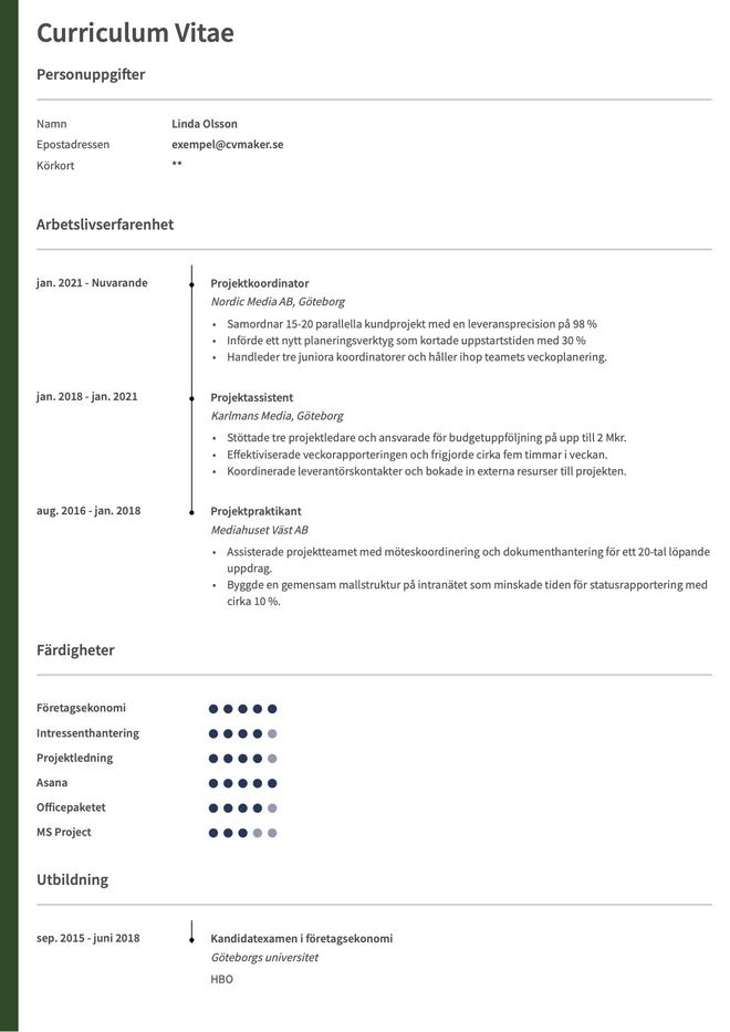 CV exempel – Kronologiskt
