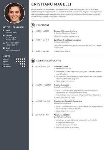 esempio di cv harvard marrone