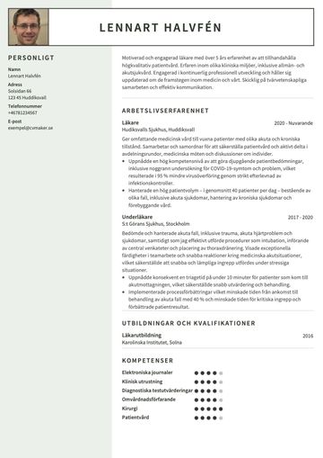 Läkar-CV-exempel