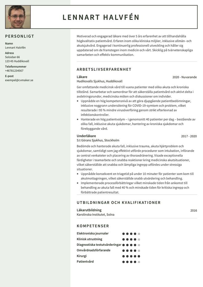 Läkar-CV-exempel