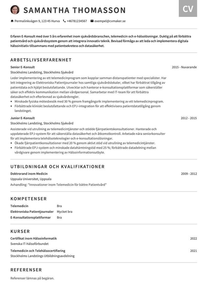Konsult-CV Exempel