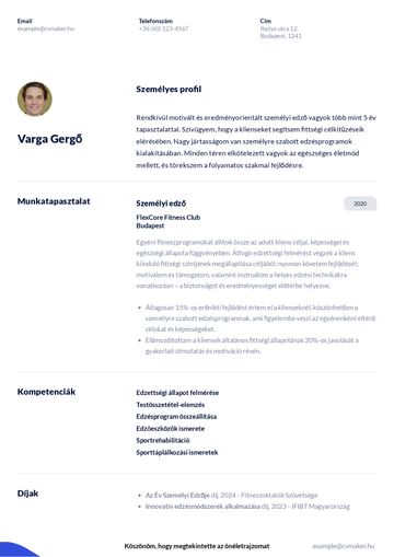 önéletrajz sablon duke kék