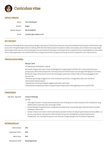 templat CV princeton kuning
