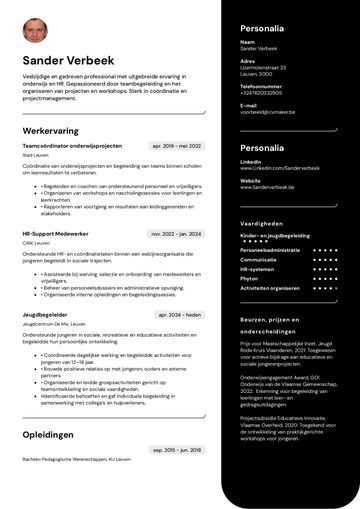 Academisch cv voorbeeld