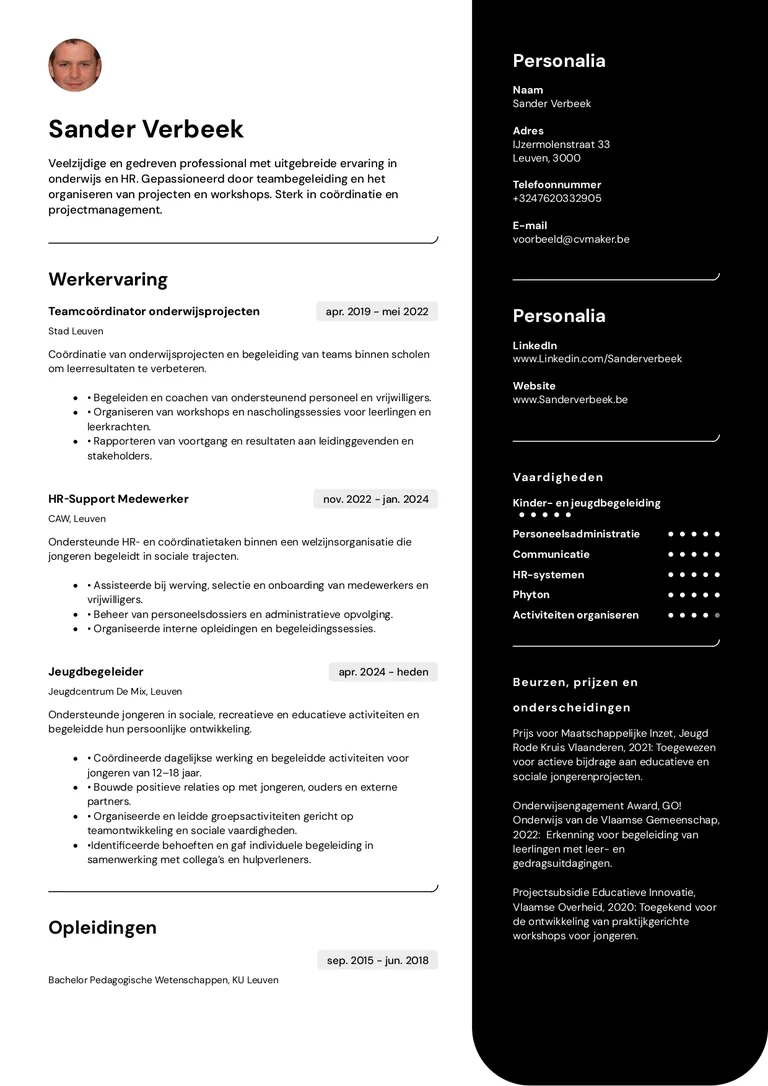 Academisch cv voorbeeld