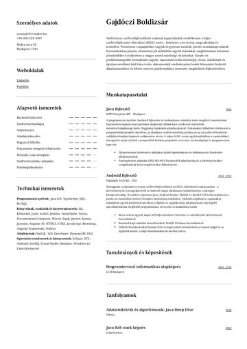 Szoftverfejlesztő önéletrajz-minta