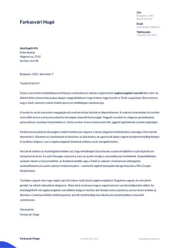 kísérőlevél sablon duke kék