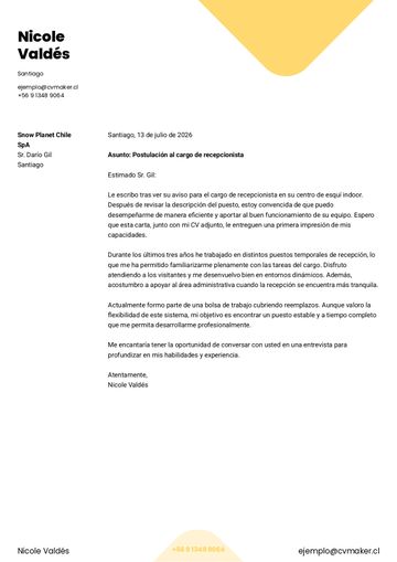 carta de presentación plantilla yale amarillo