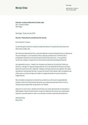 carta de presentación plantilla wheaton verde