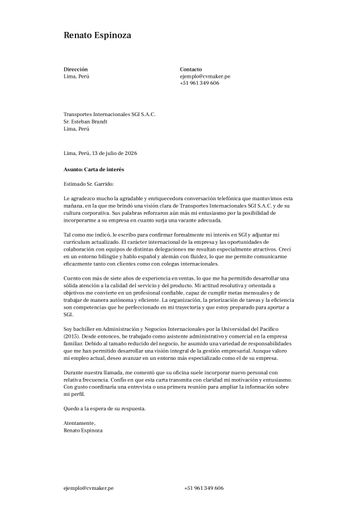 carta de presentación plantilla toronto