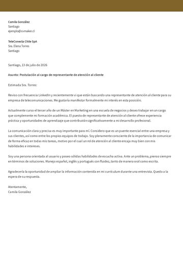 carta de presentación plantilla cambridge marrón