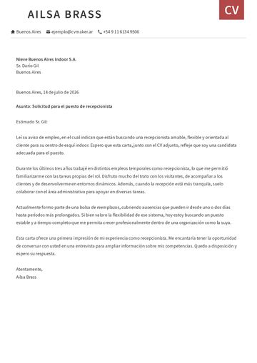 carta de presentación plantilla otago rojo