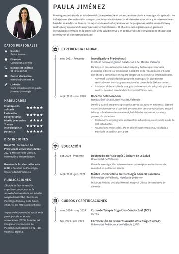 Académico CV ejemplo