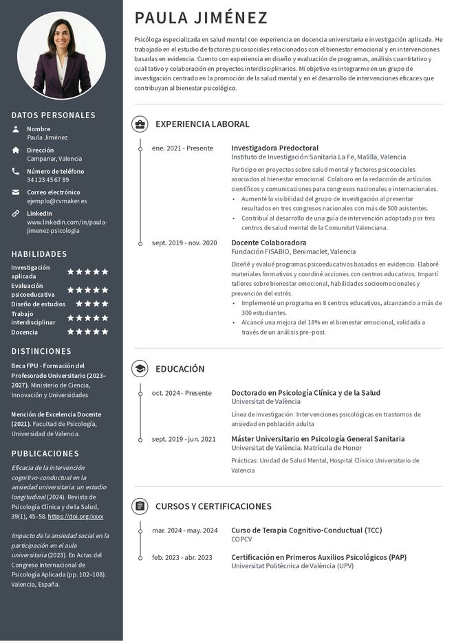 Académico CV ejemplo