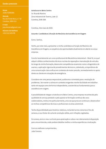 Exemplo carta de apresentação stanford amarelo