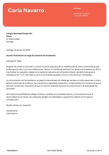 carta de presentación plantilla erasmus rojo