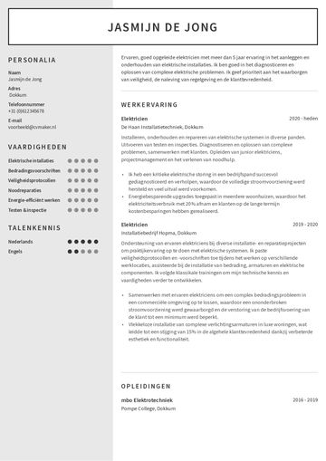 Electriciën cv voorbeeld