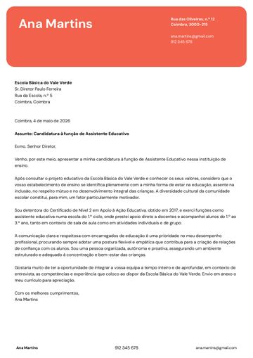 Exemplo carta de apresentação erasmus vermelho