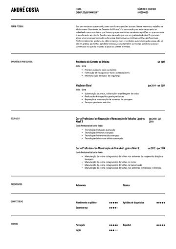 Exemplo CV wisconsin