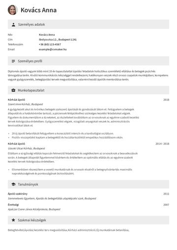 önéletrajz sablon berkeley barna