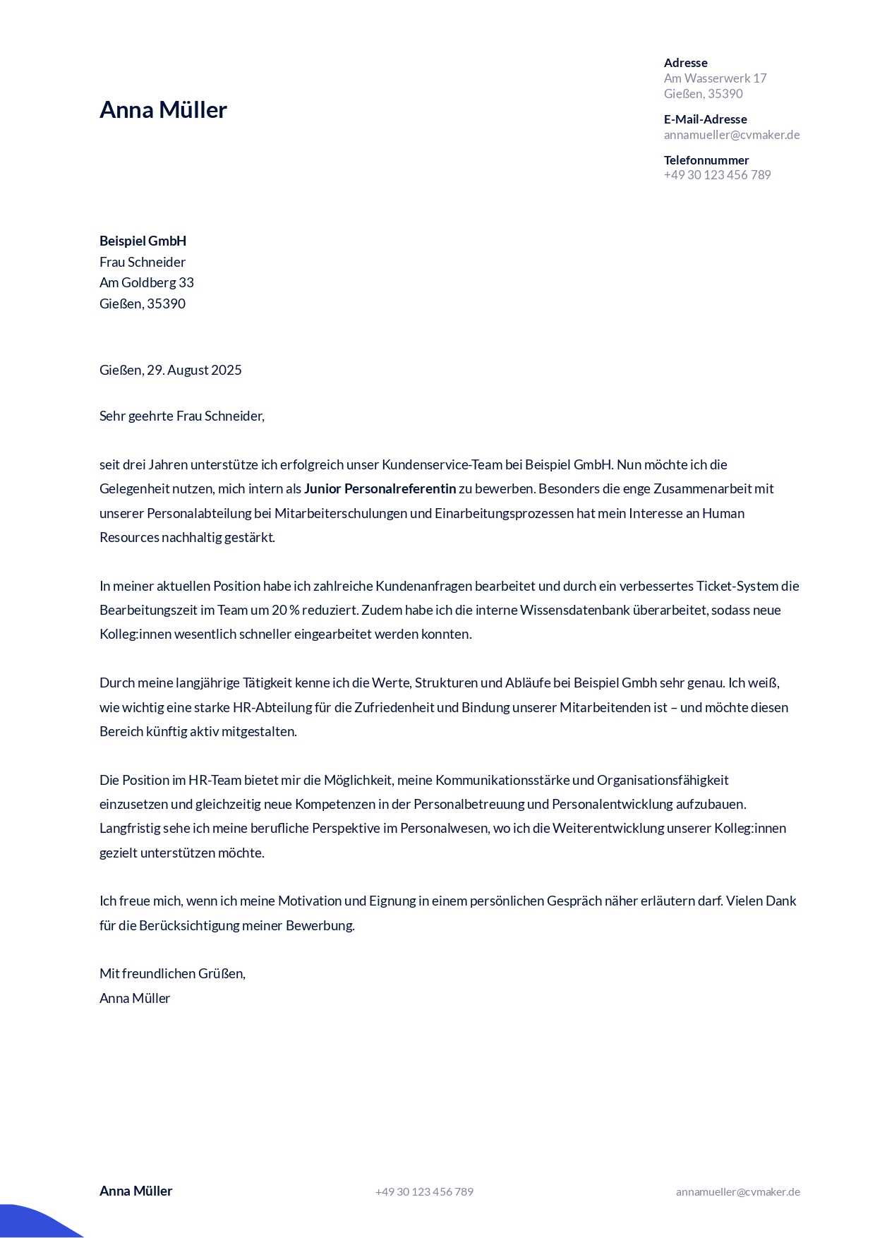 interne bewerbung anschreiben beispiele pdf