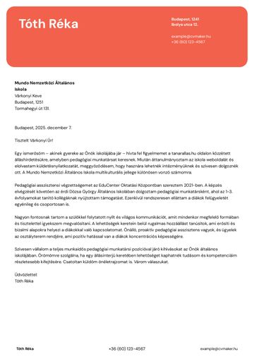 kísérőlevél sablon erasmus piros