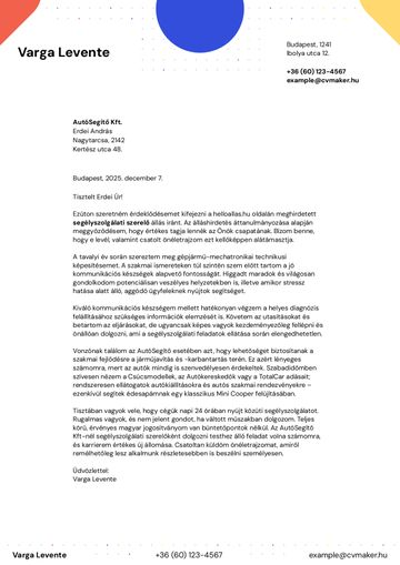 kísérőlevél sablon hopkins