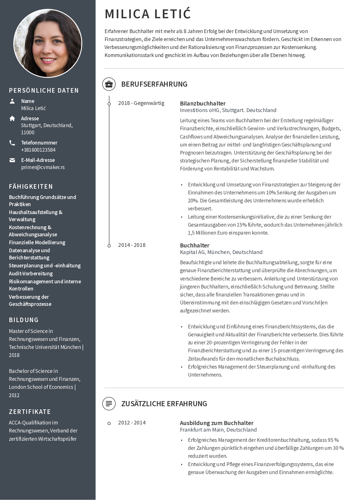 Primer CV-ja na nemačkom jeziku