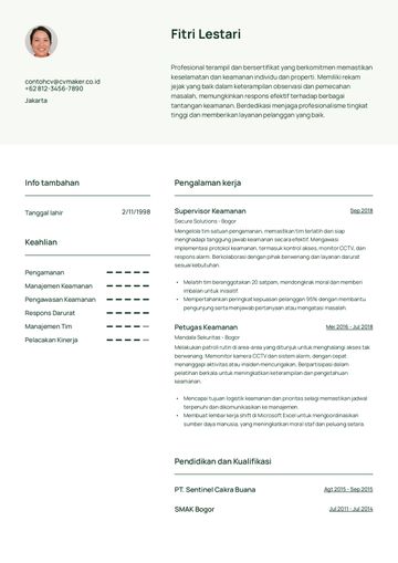 templat CV wheaton hijau