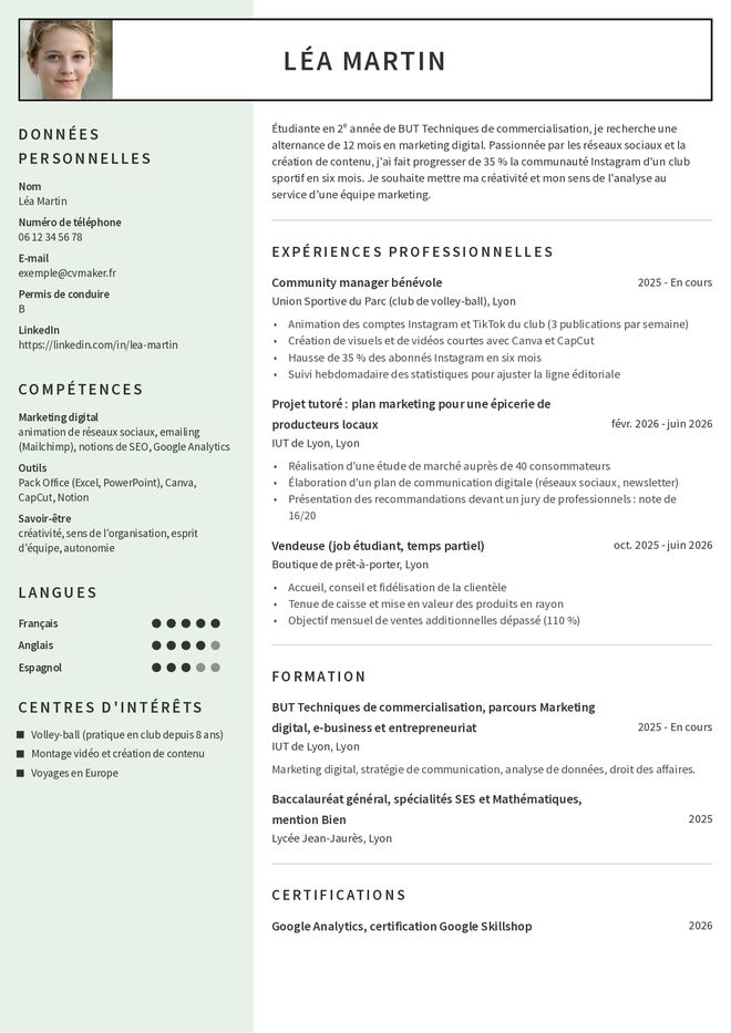 Exemple CV Alternance