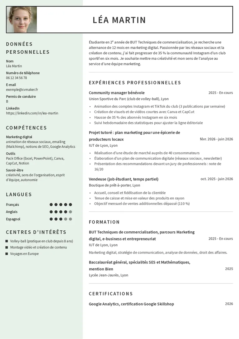 Exemple CV Alternance