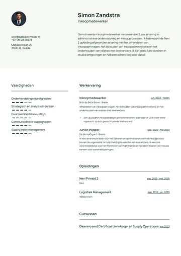 Inkoper cv voorbeeld