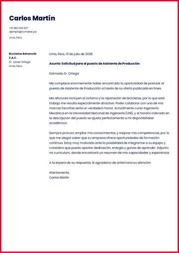 carta de presentación plantilla michigan rojo