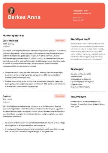 önéletrajz sablon erasmus piros