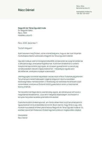 kísérőlevél sablon wheaton zöld