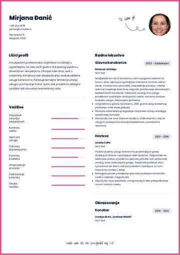 cv šablon michigan roze