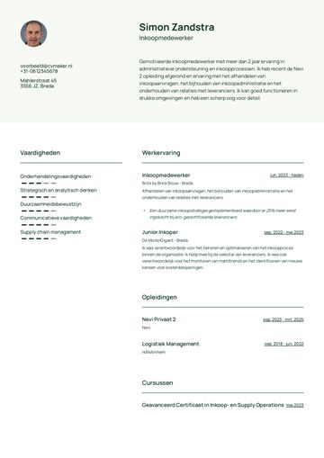 Inkoper cv voorbeeld