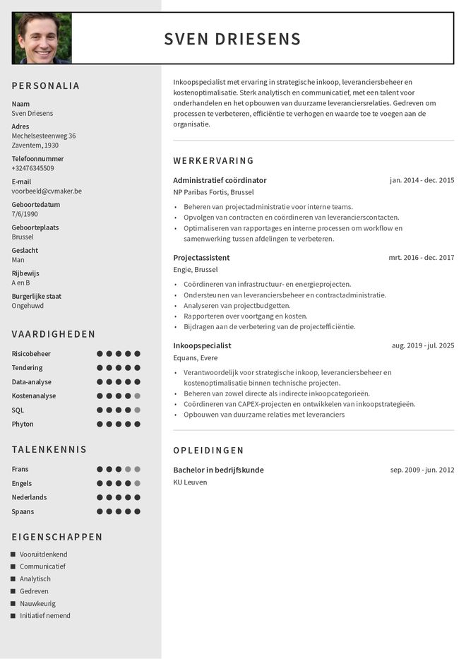 CV inkoper voorbeeld
