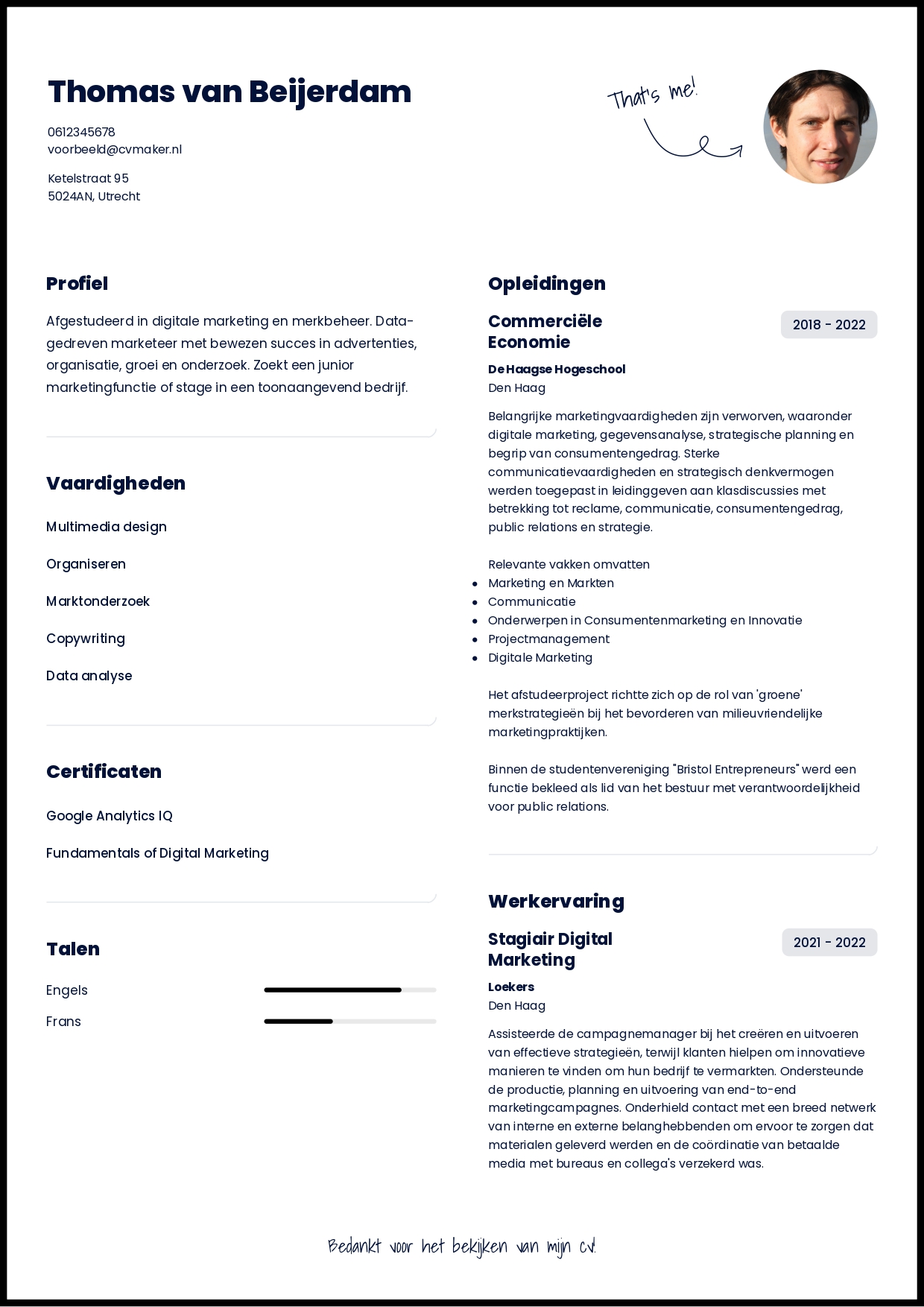 Zwart cv voorbeeld