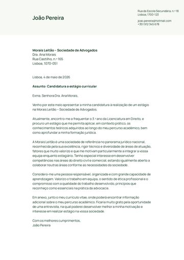 Exemplo carta de apresentação wheaton verde