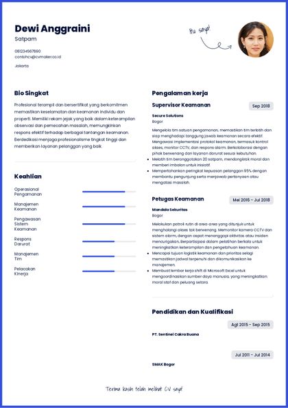 templat CV michigan sederhana